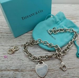 Tiffany & Co 15" Heart Tag Necklace/Choker 925 Sterling Silver with Extra Links